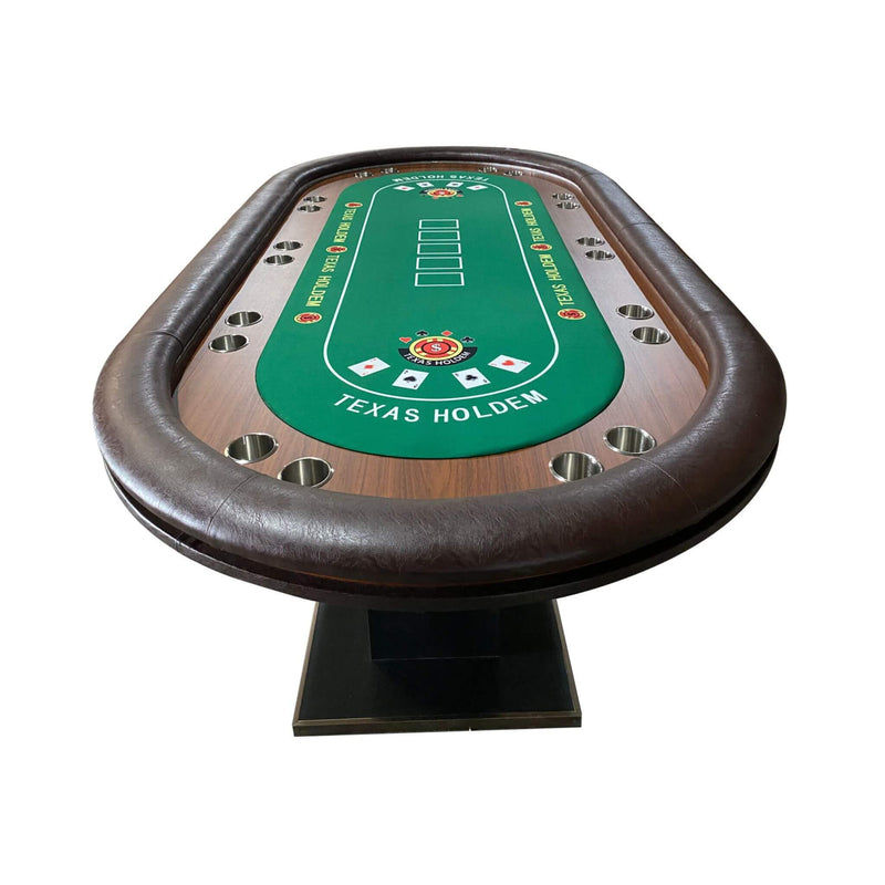 96 Inch Luxury Gaming Table With LED Lights, Durable Velvet Surface, And Sturdy Pedestal Base (SAK92853) - Saksby Wholesale - Front View