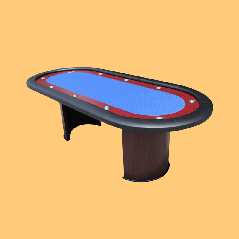 Premium 96" Poker Table With Speed Cloth And Wooden Texture Racetrack For 10 Players (SAK75023)