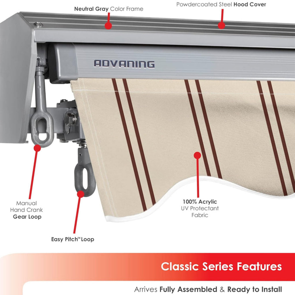 Advaning Classic Series Fully Assembled Retractable Sun Shade Canopy Awning (Sak51472) - Saksby Wholesale - Features 