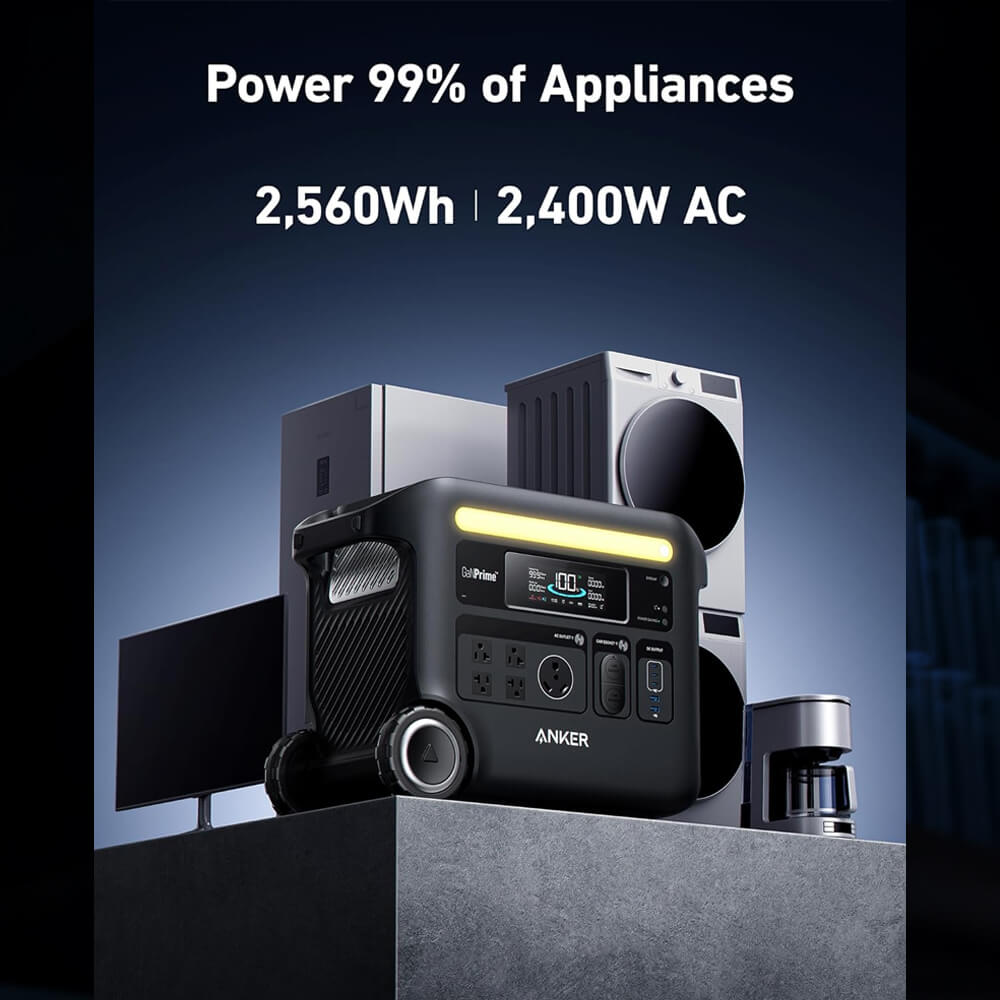 Anker Solix F2600 5120WH/2400W Smart Portable Power Station With Expansion Battery (SAK24763)