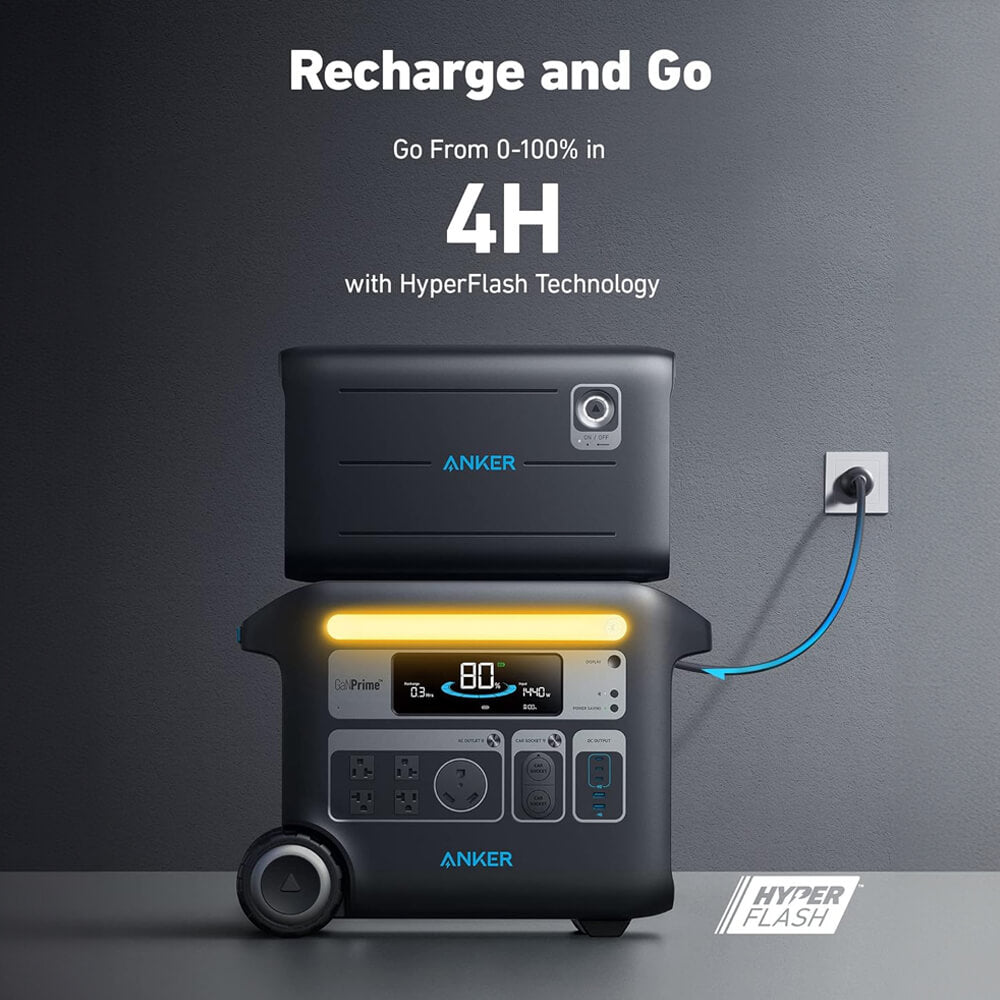 Anker Solix F2600 5120WH/2400W Smart Portable Power Station With Expansion Battery (SAK24763)