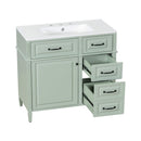 Alora 36-Inch Freestanding Bathroom Vanity With Ceramic Sink And Storage Cabinets [Faucet Not Included] (SAK86310) - Saksby Wholesale - Right Side View White Backgrounf