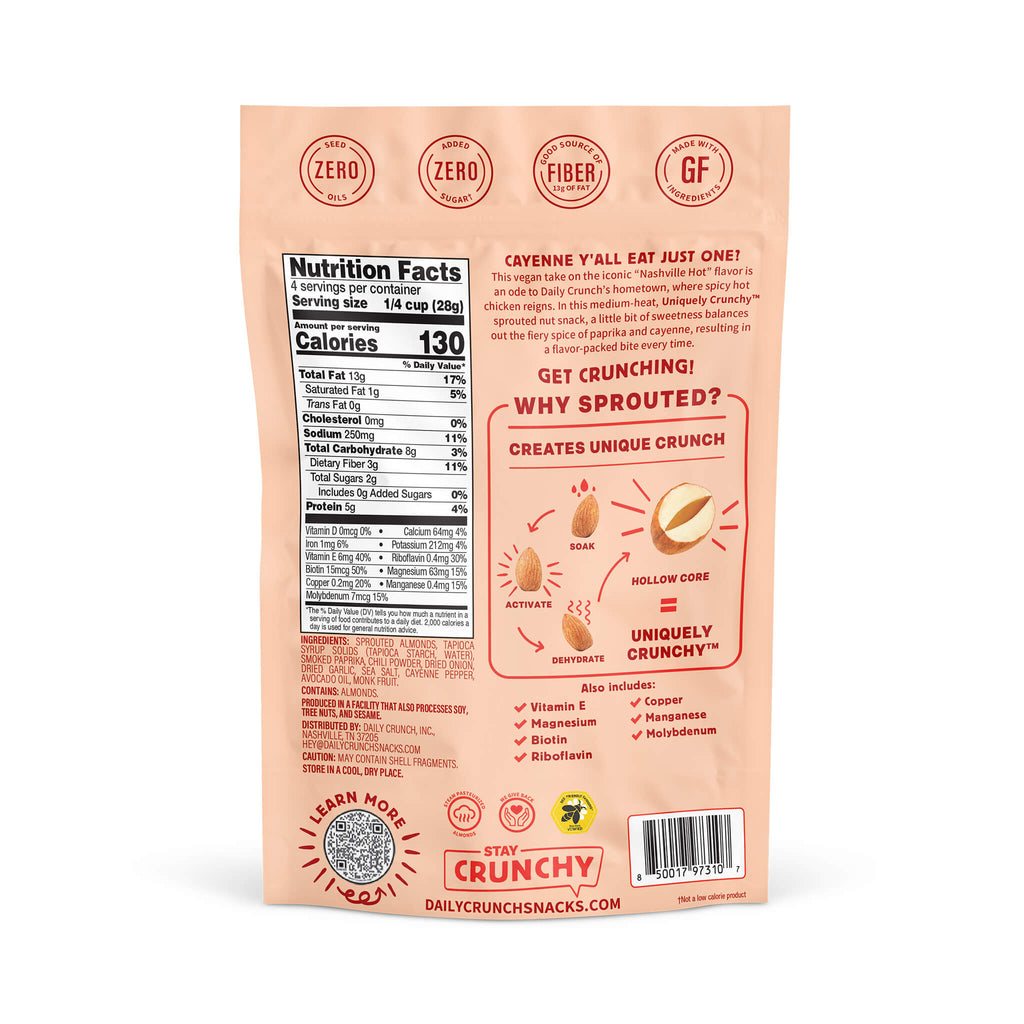 Daily Crunch Nashville Hot Sprouted Almonds