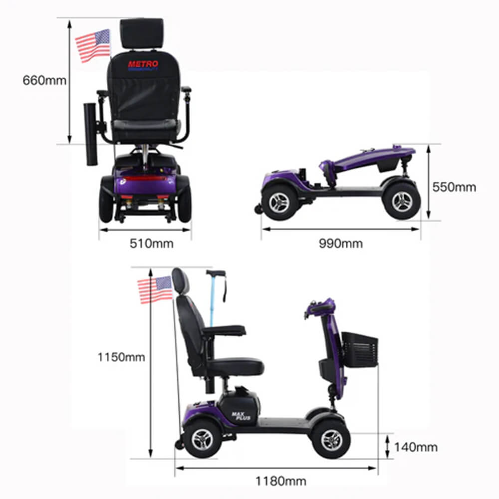 Metro Mobility Max Plus 24V/20AH Heavy Duty Electric Drive Mobility Scooter, 300LBS (93164752)