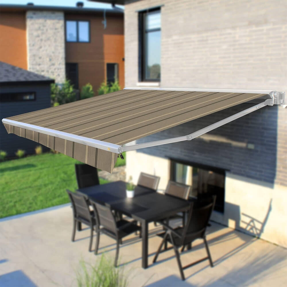 Multiple Awnings Brasilia Europa Premium Outdoor Manual Retractable Sun Shade Awning With White Frame (SAK93514)