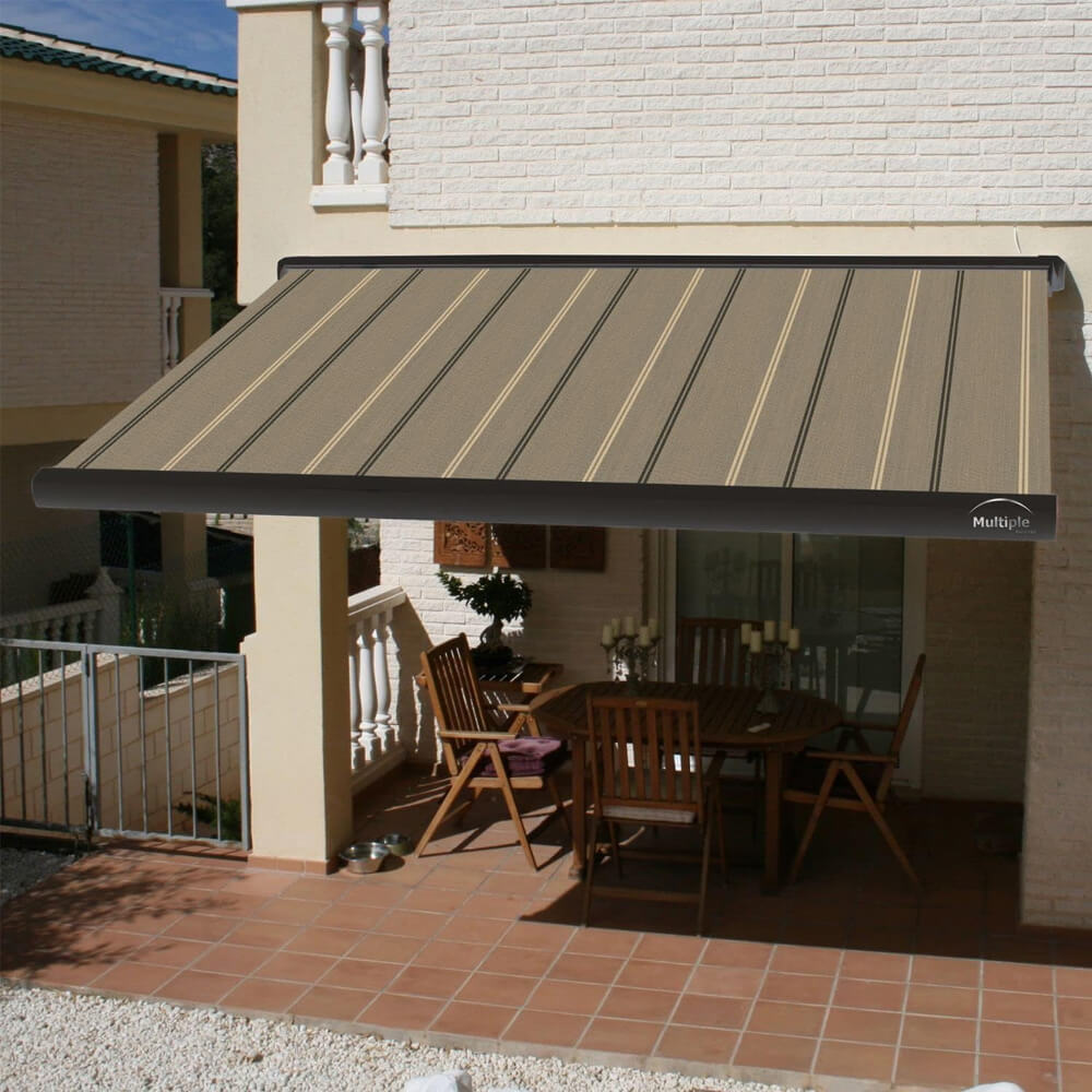Multiple Awnings Brasilia Slim Premium Full Cassette Electric Retractable Sun Shade Awning With Black Frame (SAK42536)