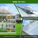 Premium Outdoor Aluminum Walk-In Greenhouse With Polycarbonate Panels & Sliding Doors, Zoom Parts View