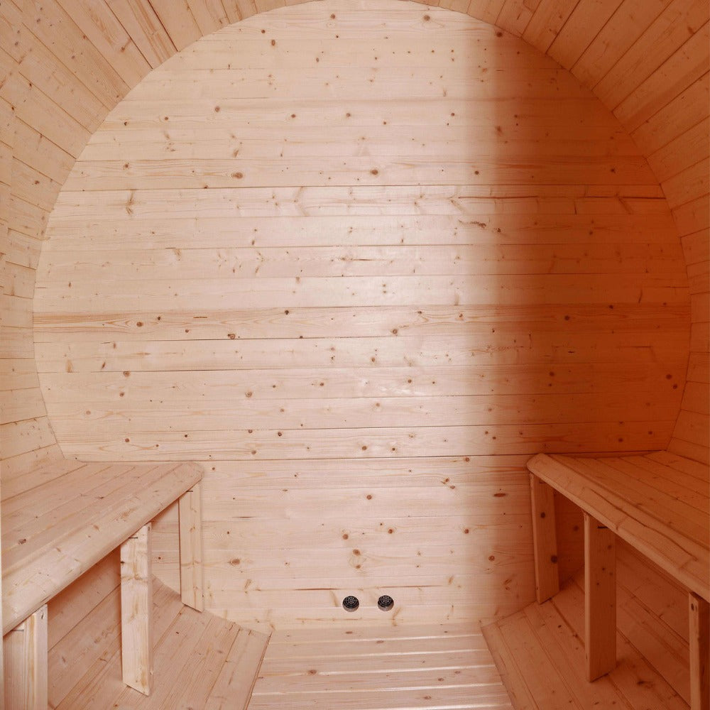 Aleko 8-Person Indoor Outdoor White Finland Pine Wet Dry Barrel Sauna With 8KW UL Certified KIP Harvia Heater [SB8PINECP-AP] (SAK64523)