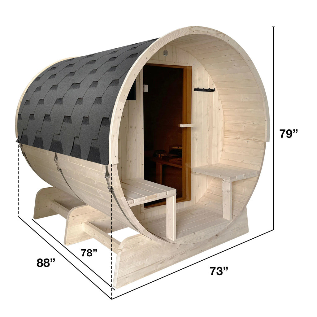 Aleko 8-Person Indoor Outdoor White Finland Pine Wet Dry Barrel Sauna With 8KW UL Certified KIP Harvia Heater [SB8PINECP-AP] (SAK64523)