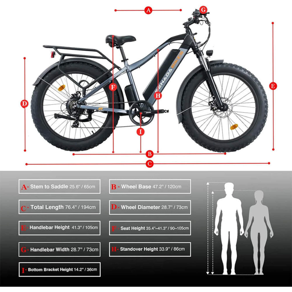 SENADA SABER PLUS 48V/21AH 1000W Electric All-Terrain Fat Tire Bike (SAK82547) - Features VIew