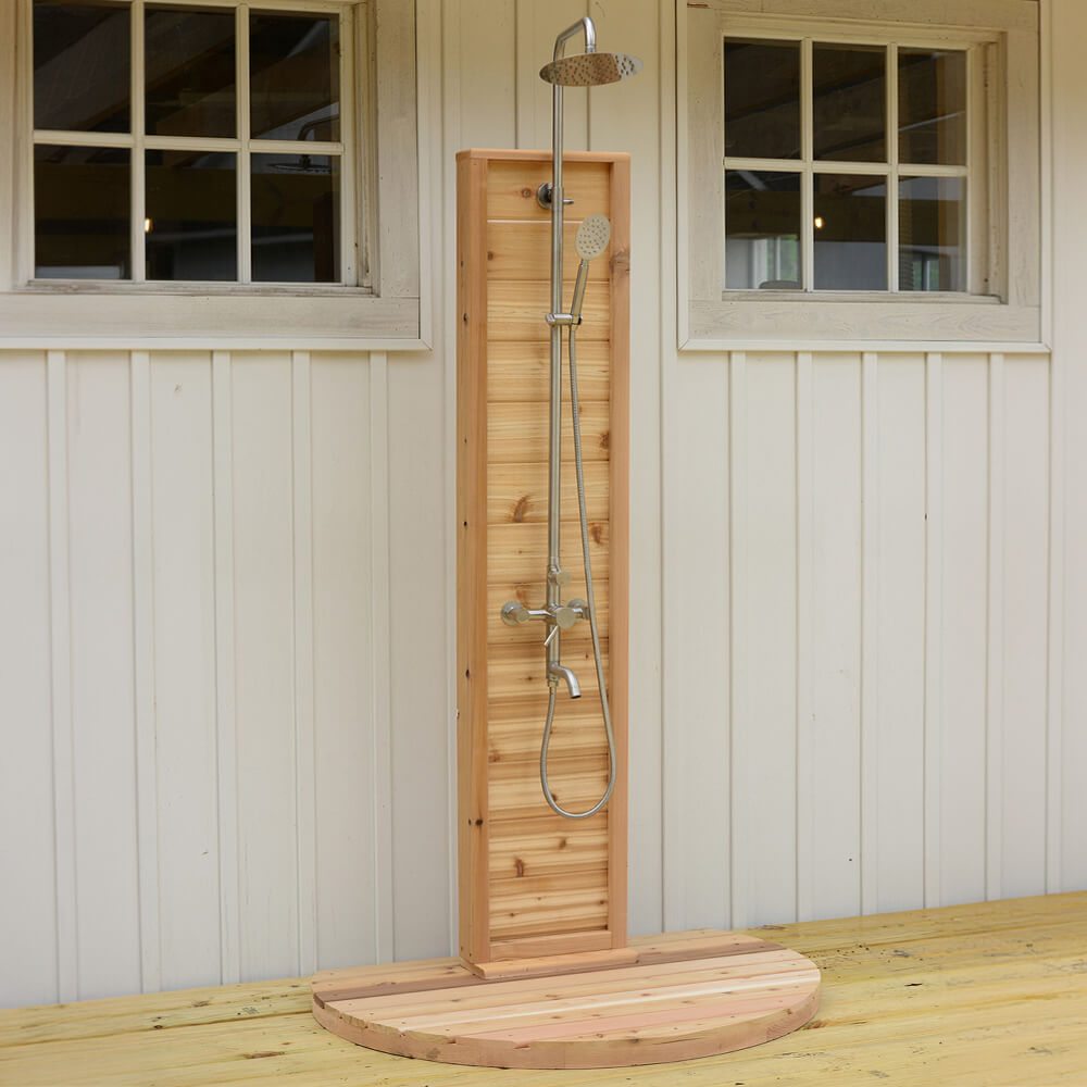 Aleko Premium Tower Rinse Outdoor Western Red Cedar Shower, 78" [SHCEDFL-AP] (SAK72468)