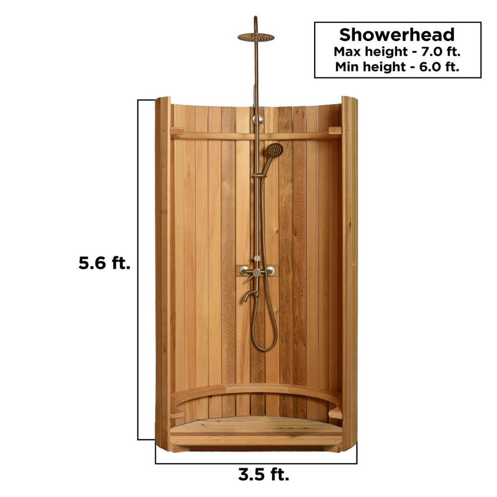 Aleko Ellipse Premium Outdoor Curved Western Red Cedar Rinse Shower, 67.2" [SHCEDRUSTIC-AP] (SAK96851)