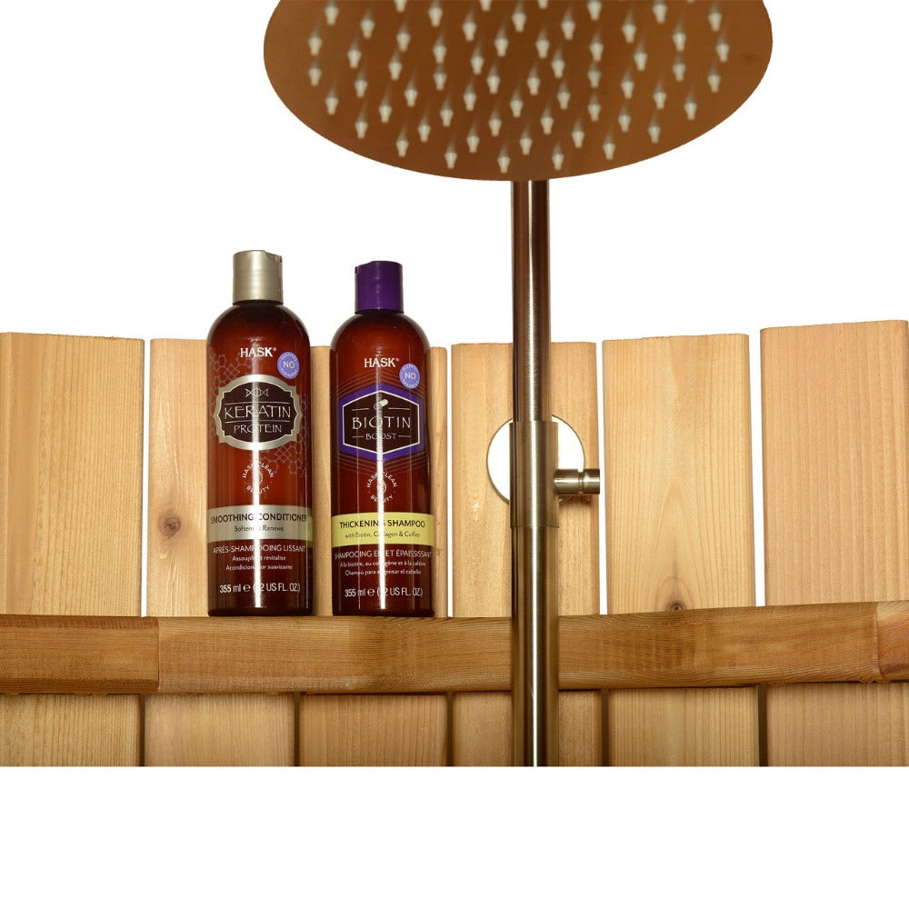 Aleko Ellipse Premium Outdoor Curved Western Red Cedar Rinse Shower, 67.2" [SHCEDRUSTIC-AP] (SAK96851)