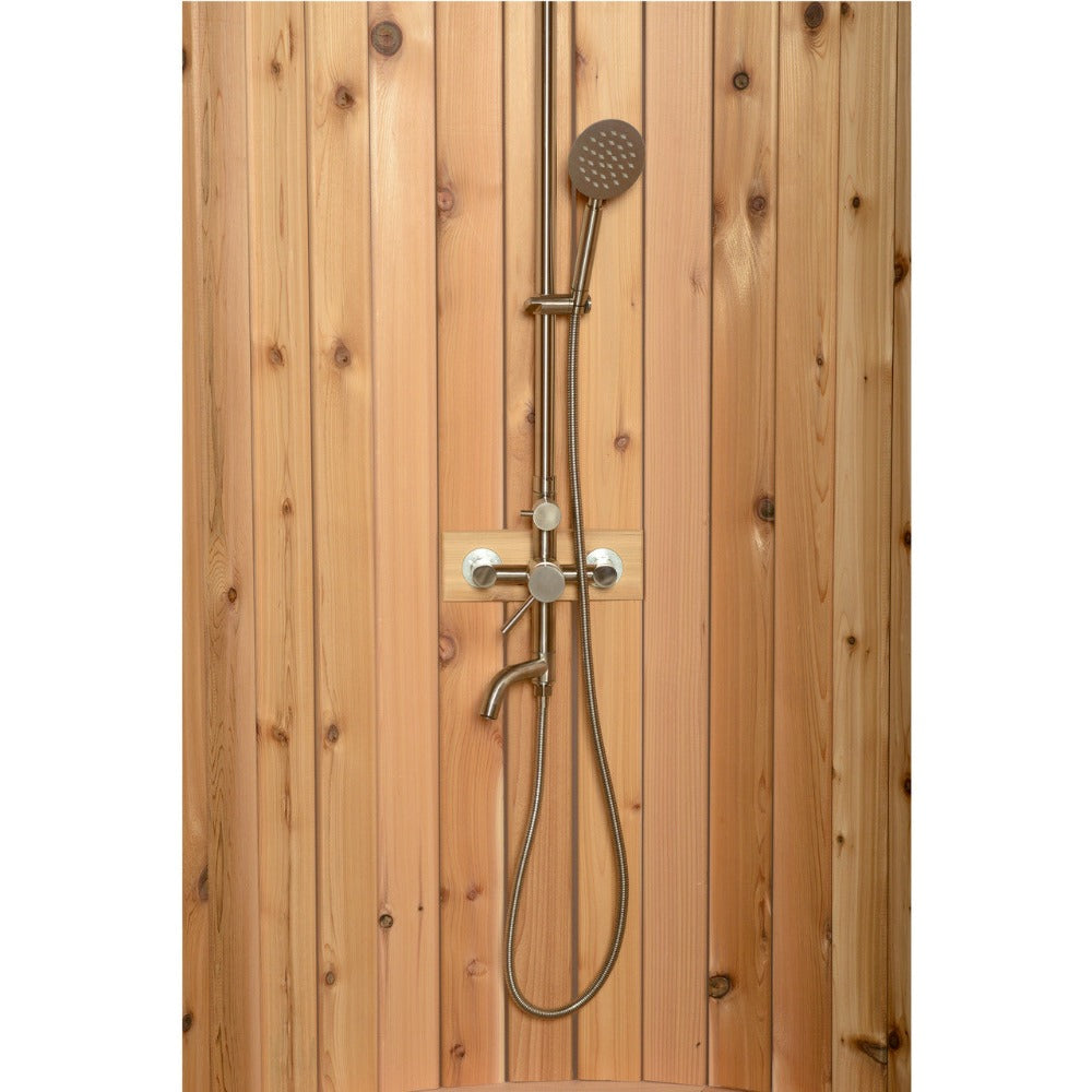 Aleko Ellipse Premium Outdoor Curved Western Red Cedar Rinse Shower, 67.2" [SHCEDRUSTIC-AP] (SAK96851)