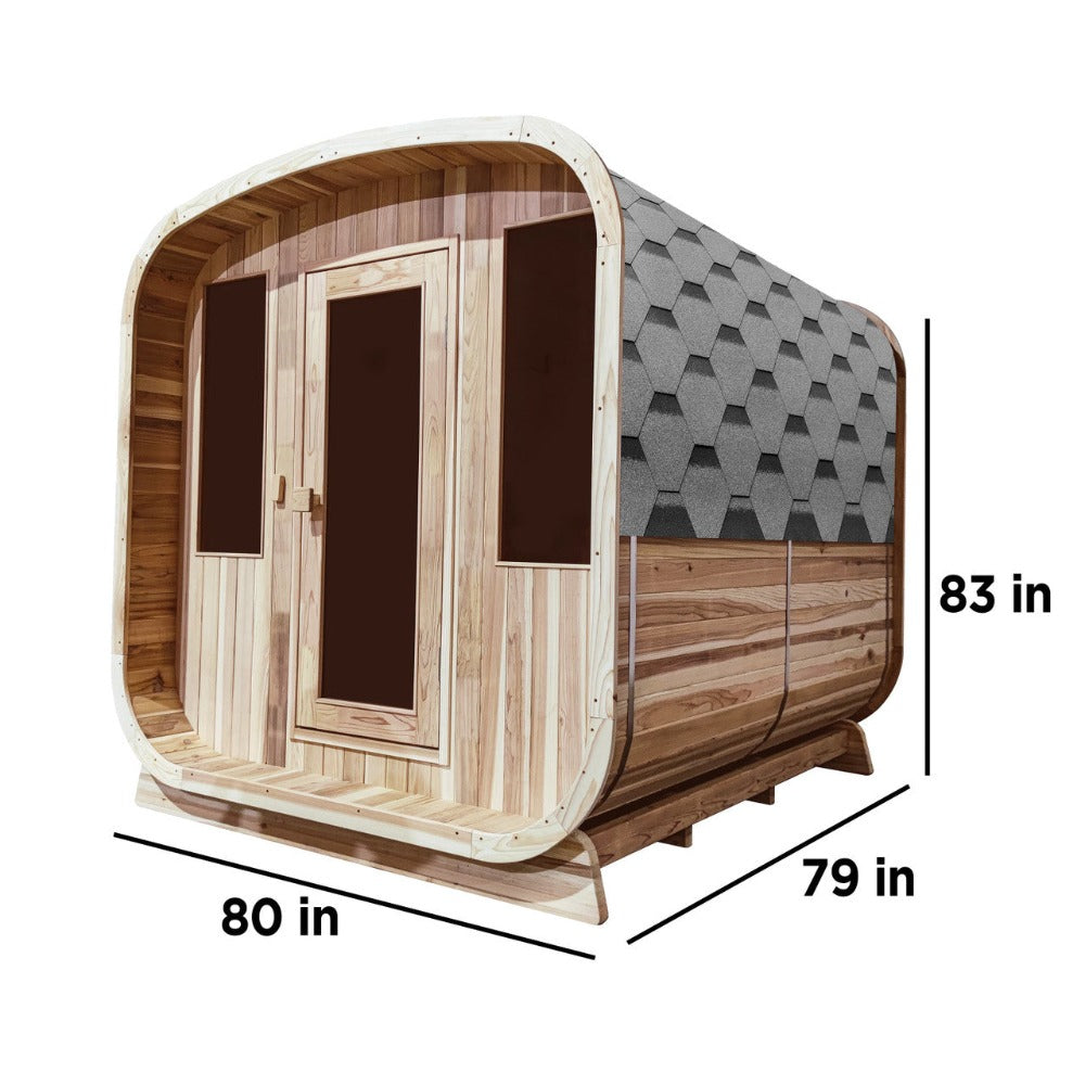 Aleko 4-Person Outdoor Rustic Cedar Square Sauna With 4.5KW UL Certified Electric Heater [SRCE4HULL-AP] (SAK38792)