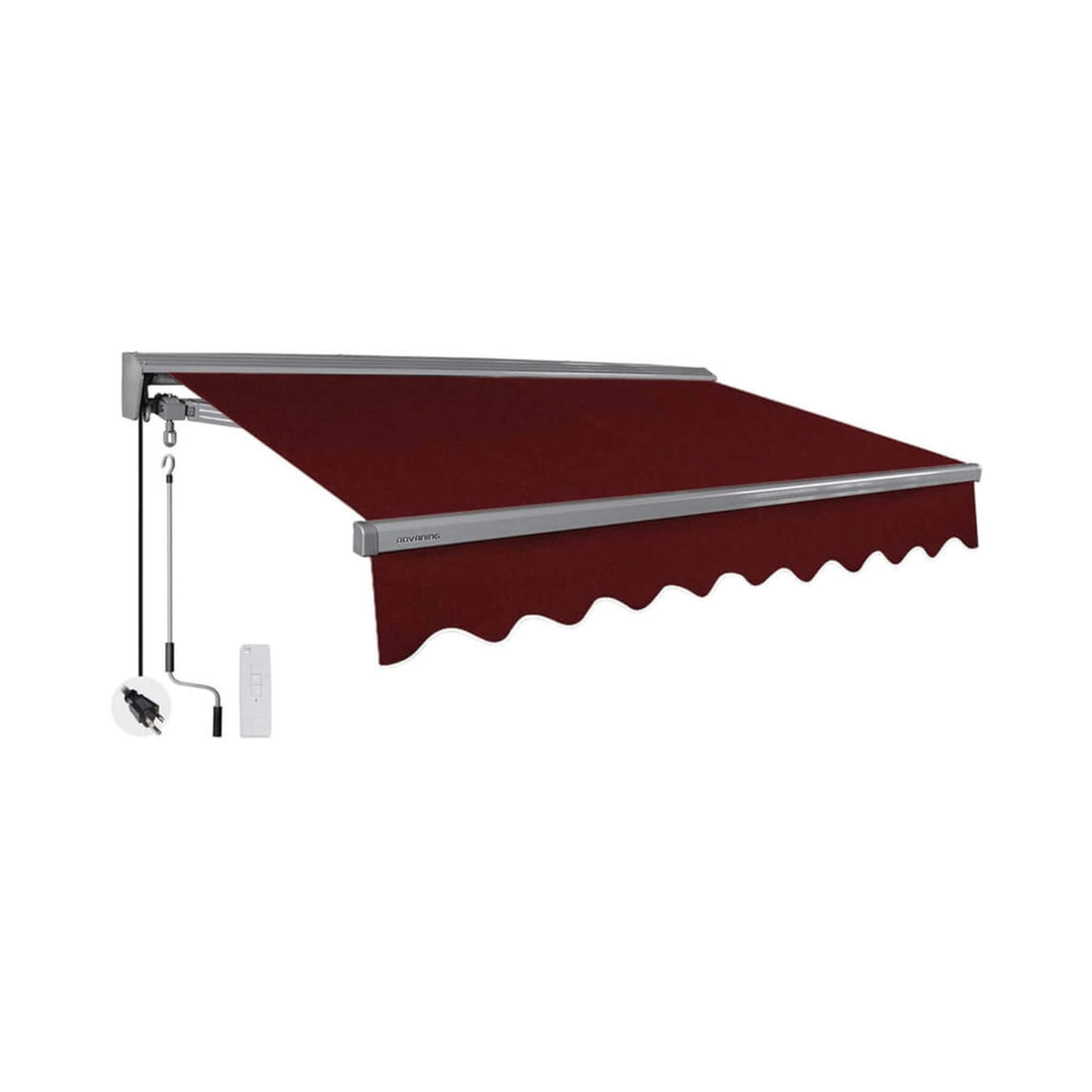 Advaning Classic Series Fully-Assembled Retractable Sun Shade Canopy Awning (SAK92851) - Saksby Wholesale - Burgundy Front Right View 