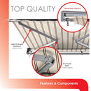 Advaning Classic Series Fully Assembled Retractable Sun Shade Canopy Awning (Sak51472) - Saksby Wholesale - Features Components 
