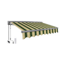 Advaning Classic Series Fully-Assembled Retractable Sun Shade Canopy Awning (SAK92851) - Saksby Wholesale - Forest Green With Beige Stripes Front Right View 