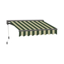 Advaning Classic Series Fully-Assembled Retractable Sun Shade Canopy Awning (SAK92851) - Saksby Wholesale - Forest Green With Beige Stripes Front Right View