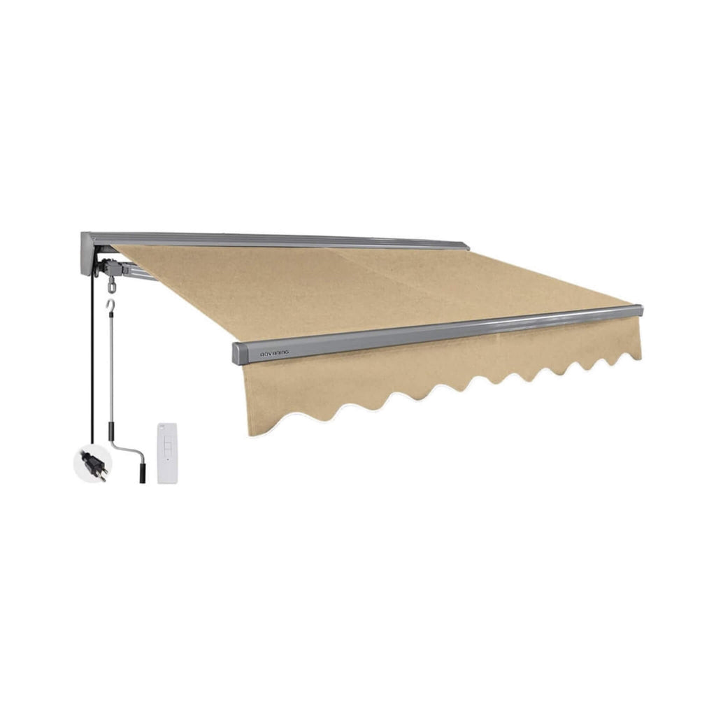 Advaning Classic Series Fully-Assembled Retractable Sun Shade Canopy Awning (SAK92851) - Saksby Wholesale - Light Taupe Front Right View 