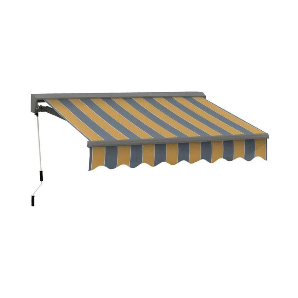 Advaning Classic Series Fully-Assembled Retractable Sun Shade Canopy Awning (SAK92851) - Saksby Wholesale - Sunny Yellow With Gray Stripes Front Right View 