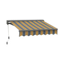 Advaning Classic Series Fully-Assembled Retractable Sun Shade Canopy Awning (SAK92851) - Saksby Wholesale - Sunny Yellow With Gray Stripes Front Right View 