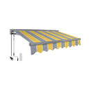 Advaning Classic Series Fully-Assembled Retractable Sun Shade Canopy Awning (SAK92851) - Saksby Wholesale - Sunny Yellow With Gray Stripes Front Right View 