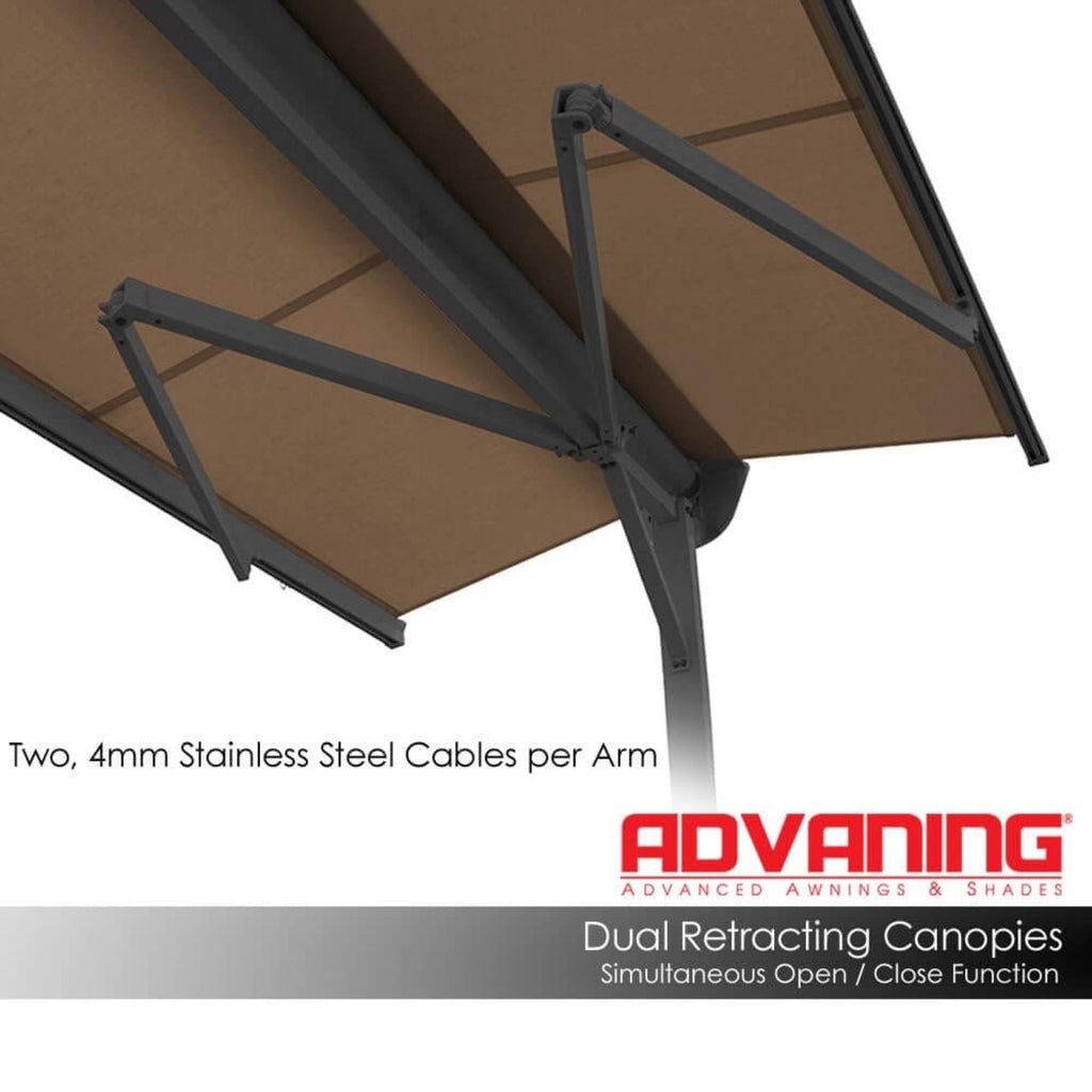 Advaning FS Series Freestanding Dual-Deploying Manual Retractable Awning [FS1110/1410] (SAK62975) - Saksby Wholesale - Canvas Umber Dual Retracting Canopies 