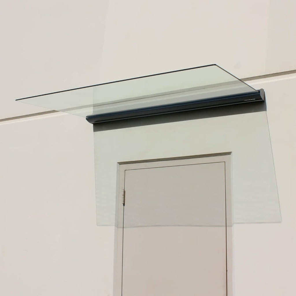 Advaning GA Series Clear Construction-Grade Tempered Glass Awning With Single Clamp (DA5535-DA6339) (SAK92613) - Saksby Wholesale - Full Front Left View