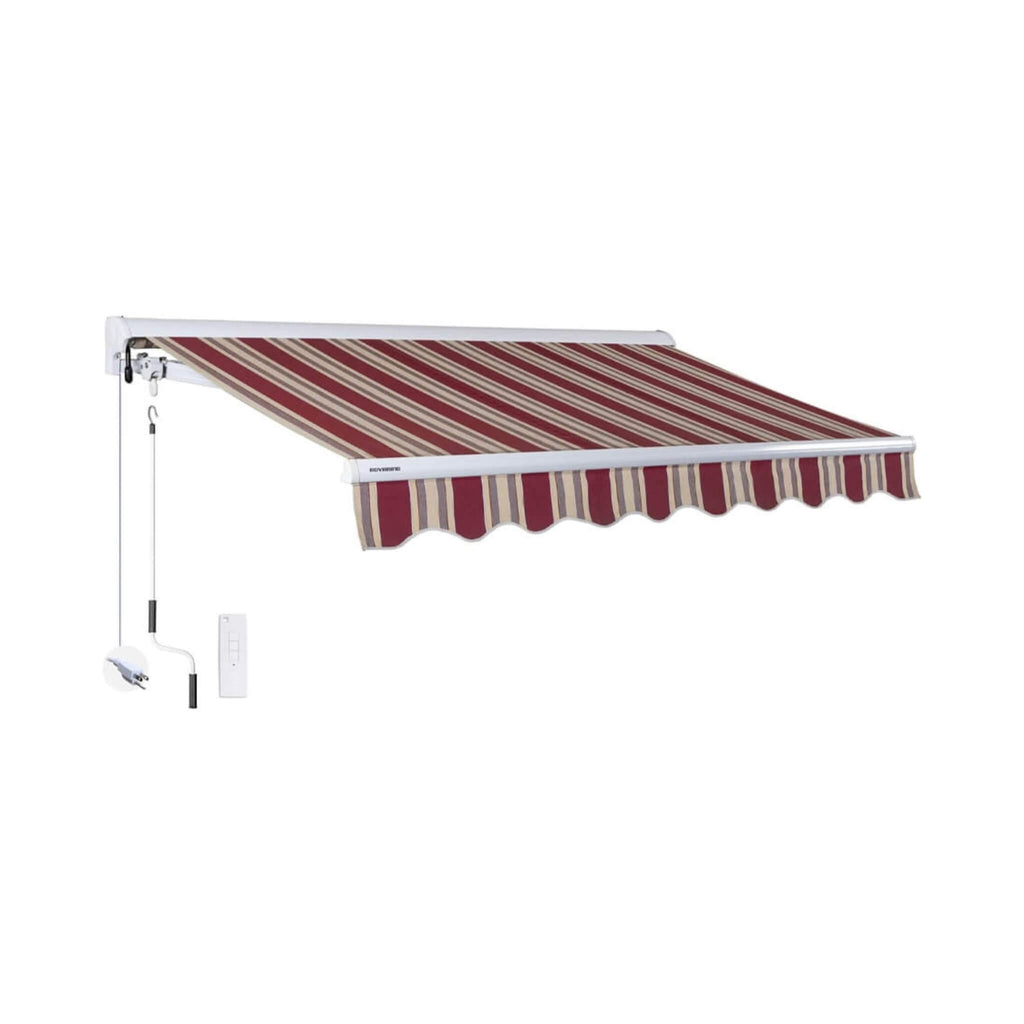 Advaning Luxury Series Fully-Assembled Retractable Sun Shade Canopy Awning (SAK31549) - Saksby Wholesale - Brick Red With Remote