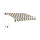 Advaning Luxury Series Fully-Assembled Retractable Sun Shade Canopy Awning (SAK31549) - Saksby Wholesale - Driftwood And Alabaster Stripes With Remote