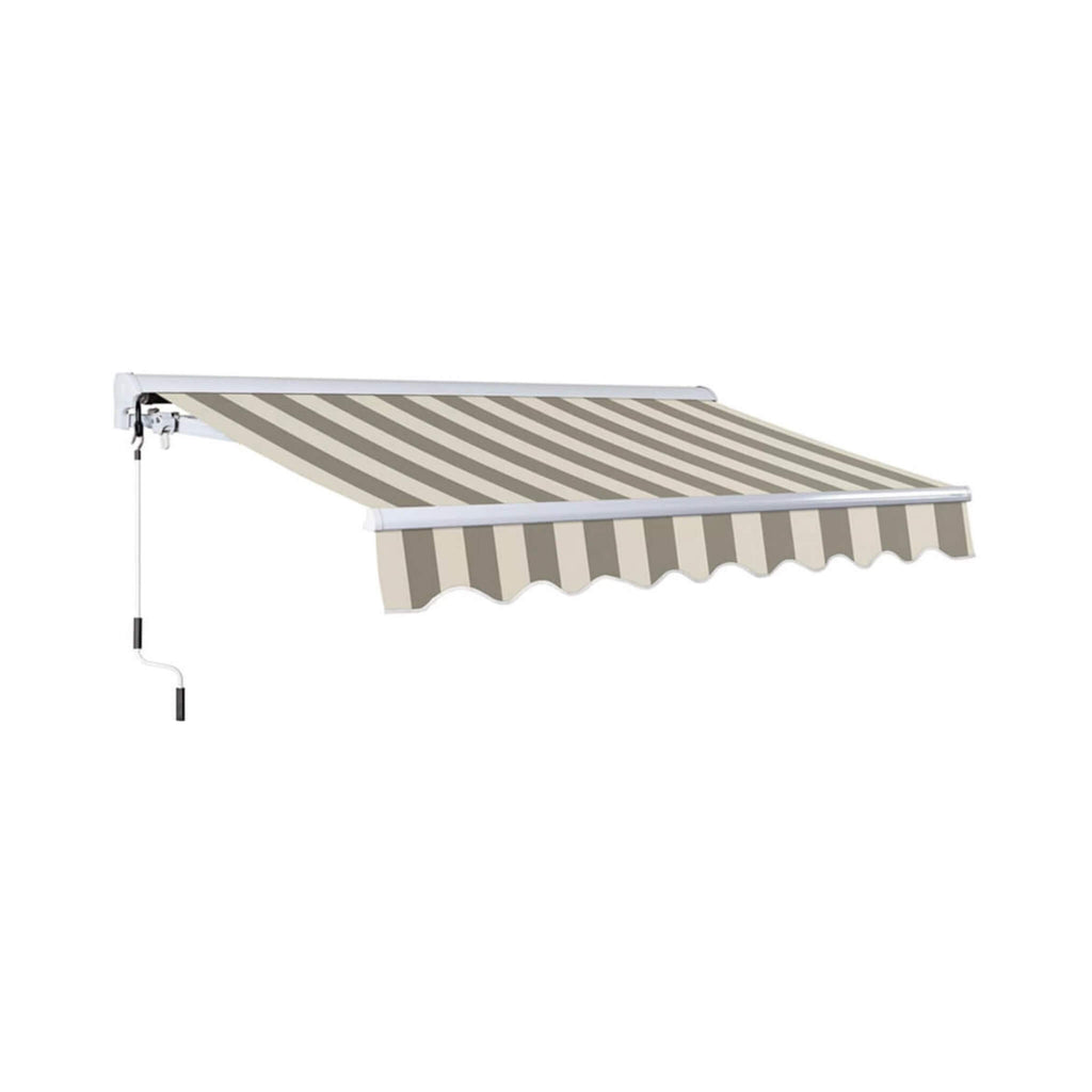 Advaning Luxury Series Fully-Assembled Retractable Sun Shade Canopy Awning (SAK31549) - Saksby Wholesale - Driftwood And Alabaster Stripes