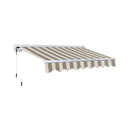 Advaning Luxury Series Fully-Assembled Retractable Sun Shade Canopy Awning (SAK31549) - Saksby Wholesale - Driftwood And Alabaster Stripes