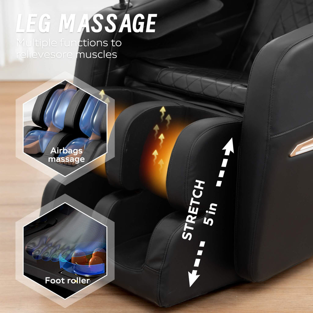 Airvana Nocturne Full-Body Zero Gravity Massage Chair With Retractable Footrest (SAK40593) - Saksby Wholesale - Leg massage Details