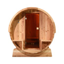Aleco 4-Person Outdoor Rustic Cedar Barrel Steam Sauna With 4.5KW Harvia KIP Heater And Tempered Glass Door [SB4CED-AP] (SAK39482) - Saksby Wholesale - Front View