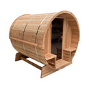 Aleko 4-Person Outdoor Rustic Cedar Barrel Steam Sauna With 4.5KW Harvia KIP Heater And Tempered Glass Door [SB4CED-AP] (SAK39482) - Saksby Wholesale - Side View