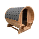 Aleko 4-Person Outdoor Rustic Cedar Barrel Steam Sauna With 4.5KW Harvia KIP Heater And Tempered Glass Door [SB4CED-AP] (SAK39482) - Saksby Wholesale - Side View