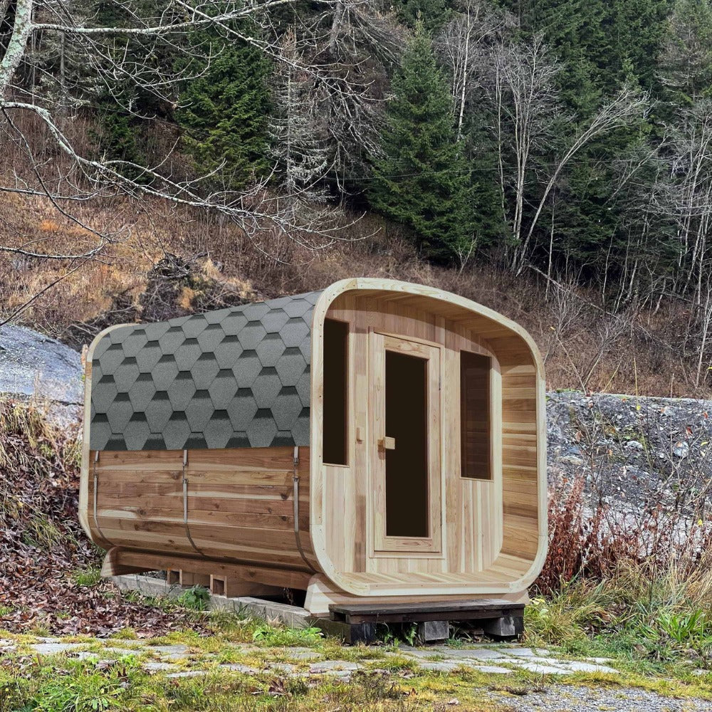 Aleko 4-Person Outdoor Rustic Cedar Square Sauna With 4.5KW UL Certified Electric Heater [SRCE4HULL-AP] (SAK38792)