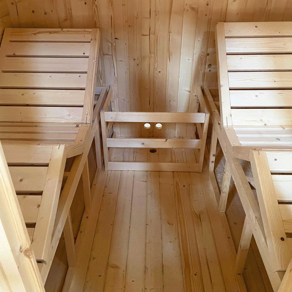 Aleko 4-Person Outdoor Rustic Cedar Square Sauna With 4.5KW UL Certified Electric Heater [SRCE4HULL-AP] (SAK38792)