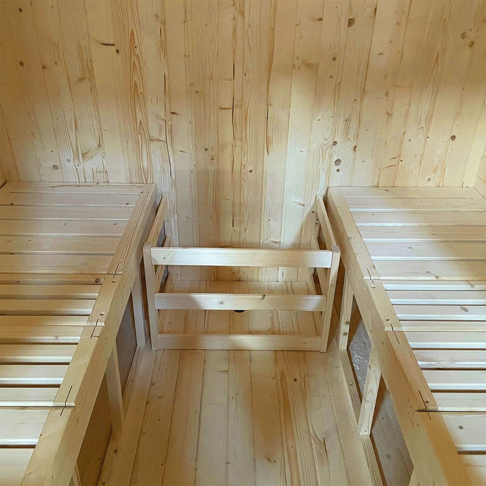 Aleko 4-Person Outdoor Rustic Cedar Square Sauna With 4.5KW UL Certified Electric Heater [SRCE4HULL-AP] (SAK38792)
