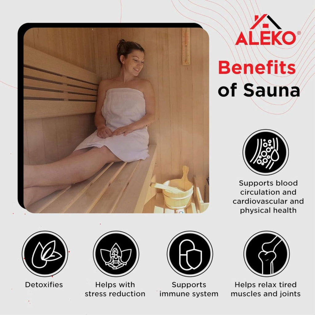 Aleko 6-Person Premium Canadian Hemlock Indoor Wet Dry Sauna With LED Lights (SAK83174)
