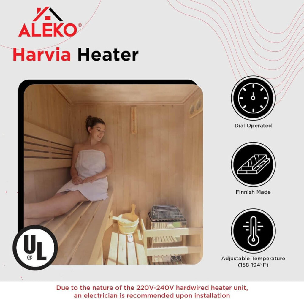 Aleko 6-Person Premium Canadian Hemlock Indoor Wet Dry Sauna With LED Lights (SAK83174)
