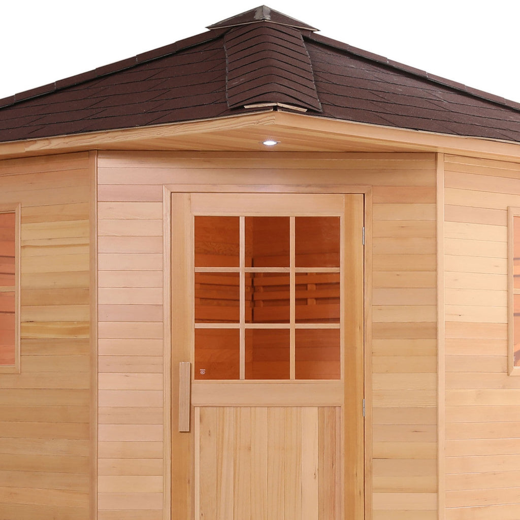 Aleko 8-Person Canadian Hemlock Wet Dry Outdoor Sauna With Asphalt Roof (SAK38275) - Saksby Wholesale -  Windows View