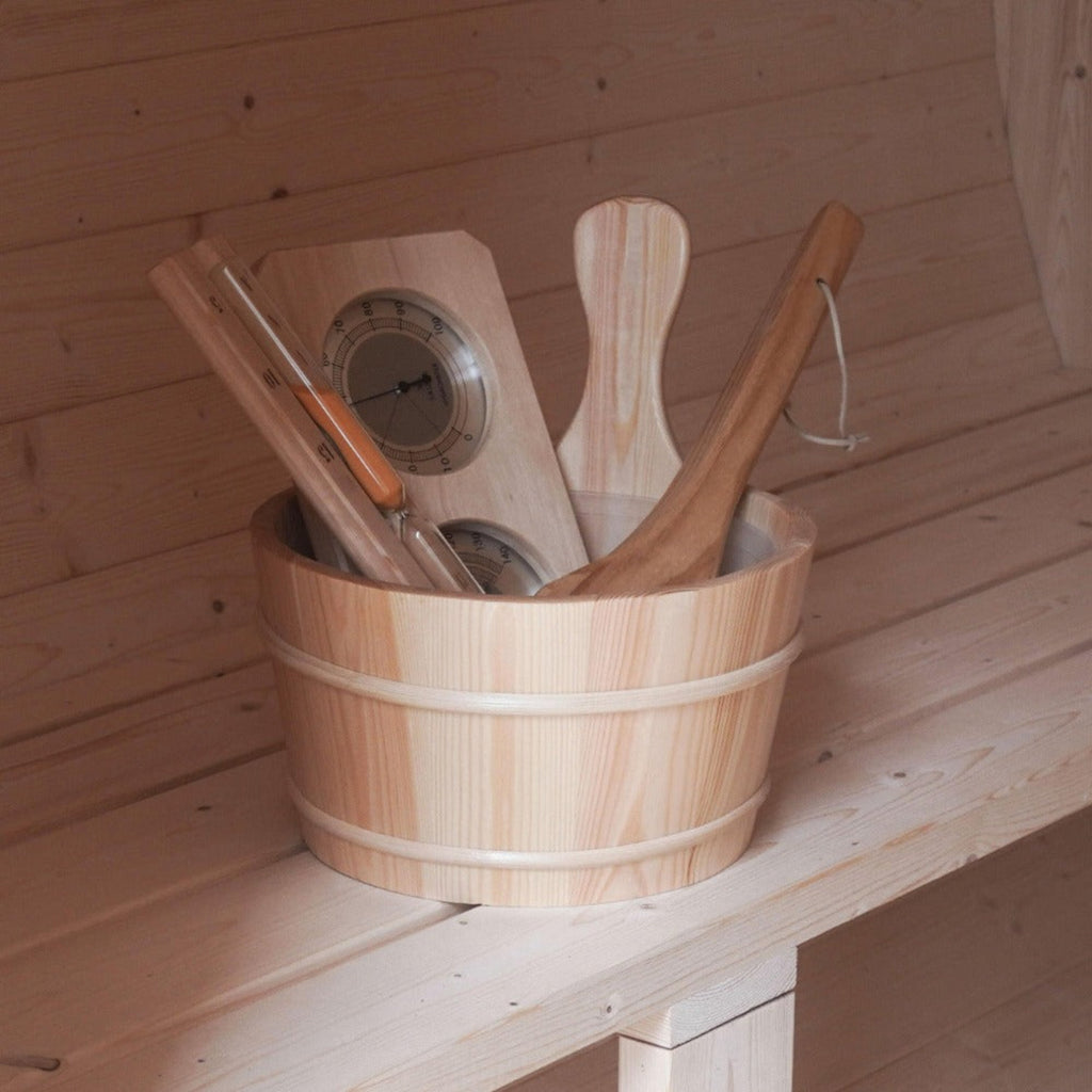 Aleko 8-Person Indoor Outdoor White Finland Pine Wet Dry Barrel Sauna With 8KW UL Certified KIP Harvia Heater [SB8PINECP-AP] (SAK64523) - Saksby Wholesale -Accessories