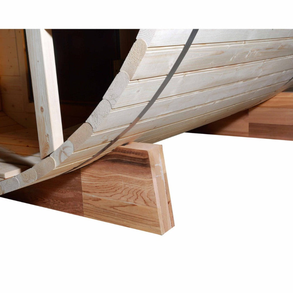 Aleko 8-Person Indoor Outdoor White Finland Pine Wet Dry Barrel Sauna With 8KW UL Certified KIP Harvia Heater [SB8PINECP-AP] (SAK64523) - Saksby Wholesale - Bottom View