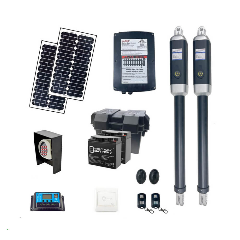 Aleko ETL Listed Dual Swing Gate Operator Solar Kit, 1760LBS [GG1300U/AS1300U AC/DC] (SAK85230)