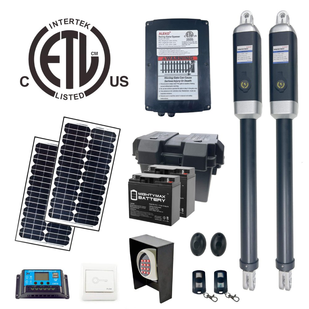 ALEKO Dual Swing Gate Operator Solar Kit With ETL Listed [GG1300U/AS1300U AC/DC] (SAK85230)-SAKSBY