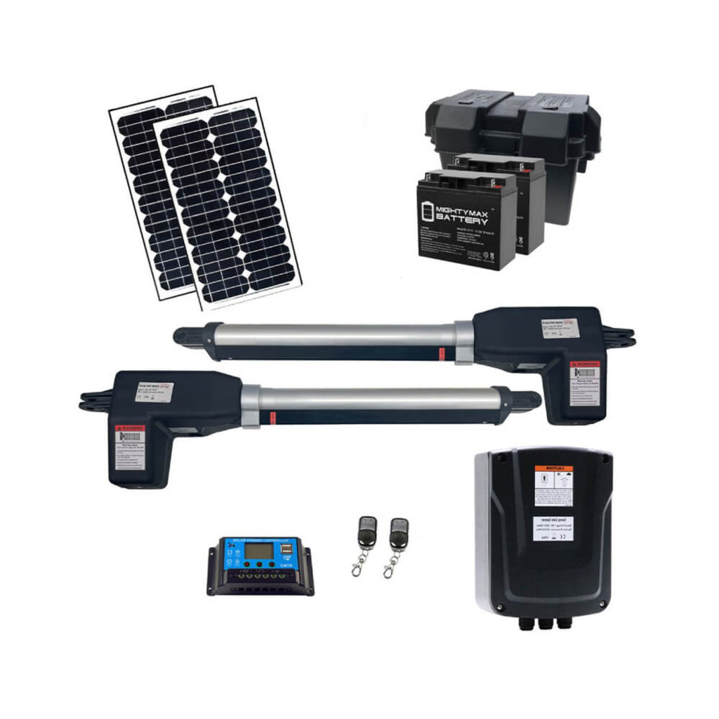 Aleko Dual Swing Gate Operator Solar Kit, 1760LBS [AS1200 AC/DC] (SAK78023)