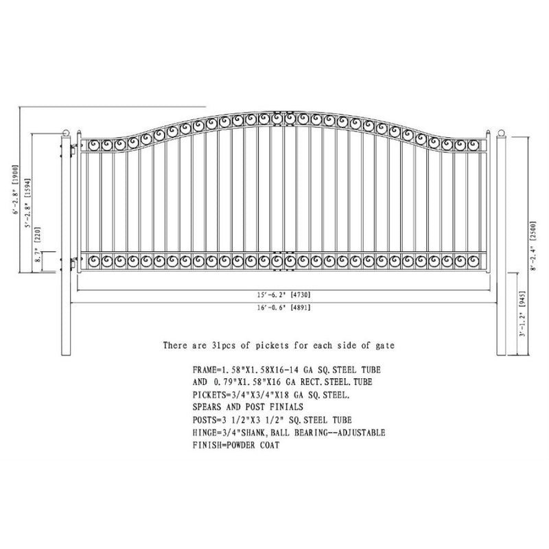 ALEKO Dublin Style Steel Single Swing Driveway Gate (SAK35978)-SAK