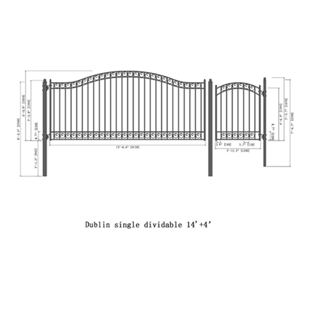 ALEKO Dublin Style Steel Single Swing Driveway Gate With Pedestrian Gate (SAK15987)-SAKSBY